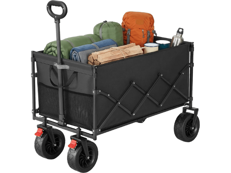  Chariot de transport pliable extérieur jardin 55 x 91 x 98 cm 200 l charge 180 kg design pratique en plastique noir 12_0013022  - Conforama A