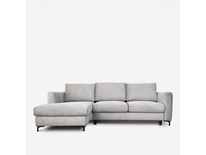 Canapé d'angle droit convertible - 4 places - velours côtelé - fiesole - gris clair 3CA52.CA.4AC.G.02 - Conforama A