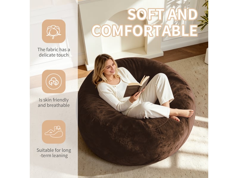  Fauteuil pouf adulte,100x100x50 cm,pliable,mousse,marron  - Conforama D
