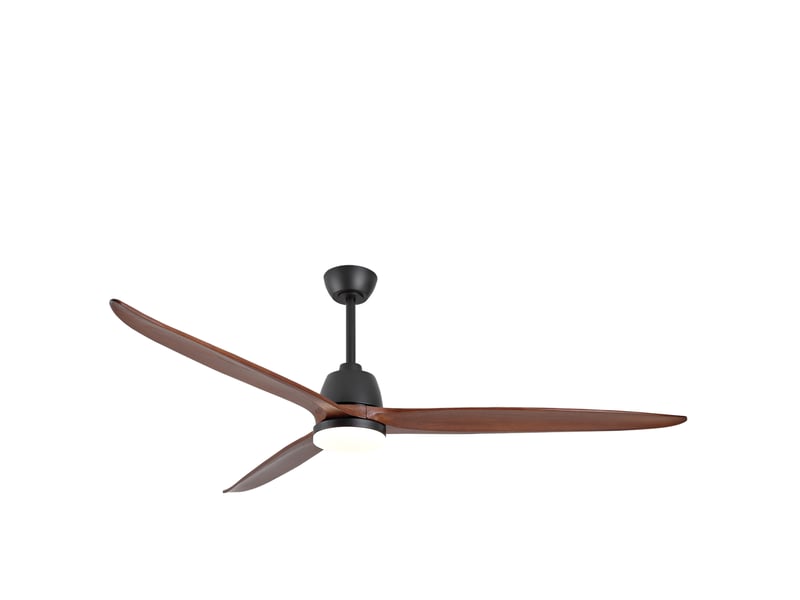  Ventilateur de plafond 183x183x50 cm noir et noyer foncé avec led dimmable  - Conforama A