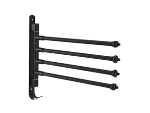 Porte serviette pivotante en acier inoxydable, noir, 4 bras, barre rotative de serviette