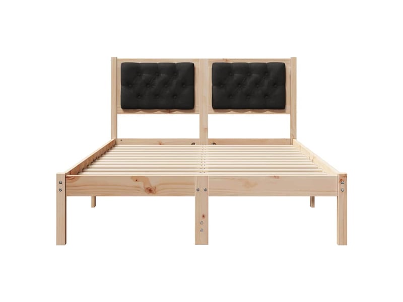  Lit double- lit adulte -  cadre de lit avec tête de lit noir 135 x 190 cm pin massif  - Conforama D
