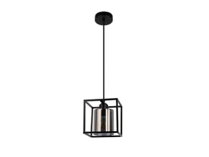 Suspension vintage industrielle rétro en acier et verre – noir