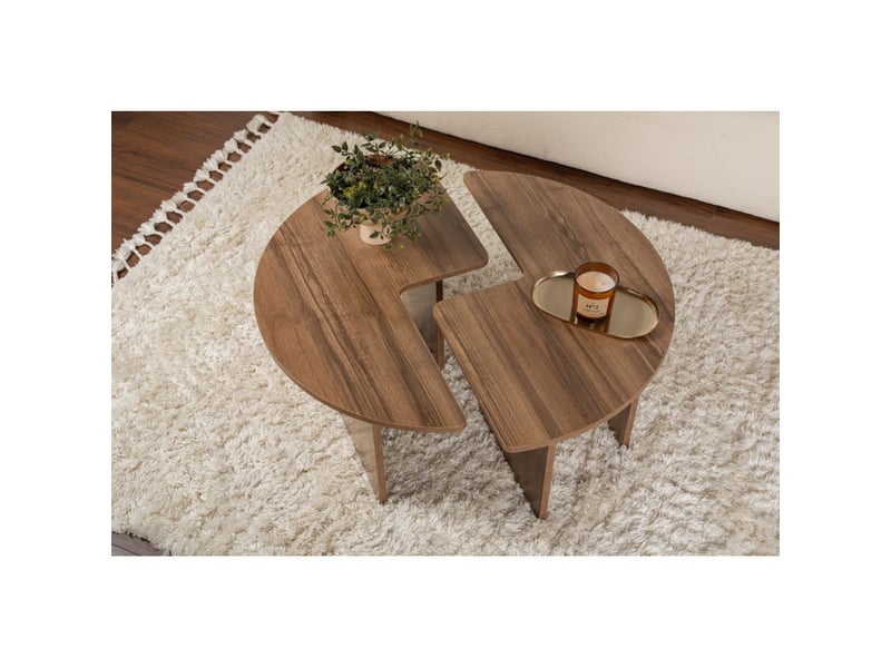  Table basse ronde en bois mdf mélaminé noyer ø90 x 41 cm  - Conforama D