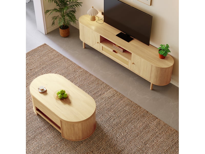  Ensemble meuble tv et table basse relevable avec rangement homvra  - Conforama C