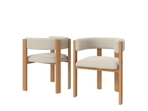 Lot de 2 chaises de salle à manger ergonomiques beige et naturel avec pieds en métal aspect bois