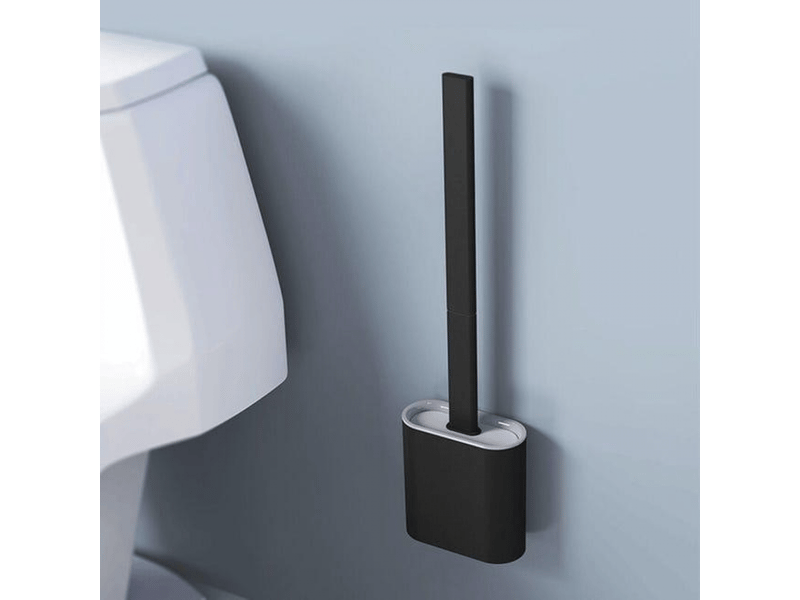  Brosse de toilette, brosse de toilette en silicone avec support de brosse à séchage rapide, noir (sku produit : 95503999 | sku offre : lehua25.4.1-5)  - Conforama A