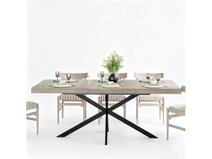Table à manger extensible rectangulaire gris 140 à 180 cm pour 6 personnes
