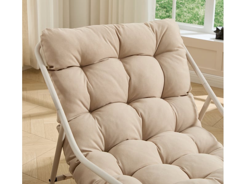 Chaise à bascule d’extérieur 75x116x82 cm coussin épais métal beige - Conforama D