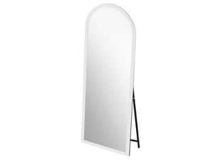 Miroir pleine longueur 160x50 cm, cadre en bois, pied en métal réglable, blanc