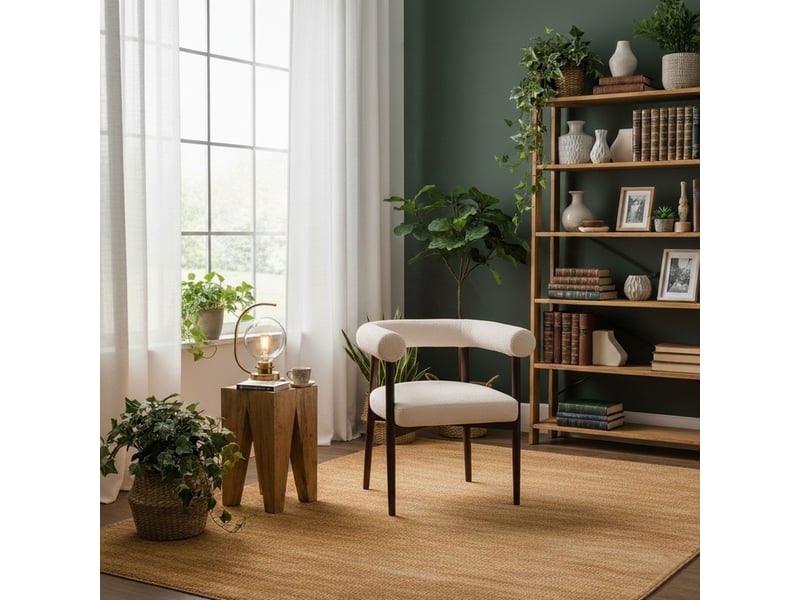 Lot de 6 chaises style scandinave chic bringo bois foncé et tissu bouclette beige Bringo - Conforama B