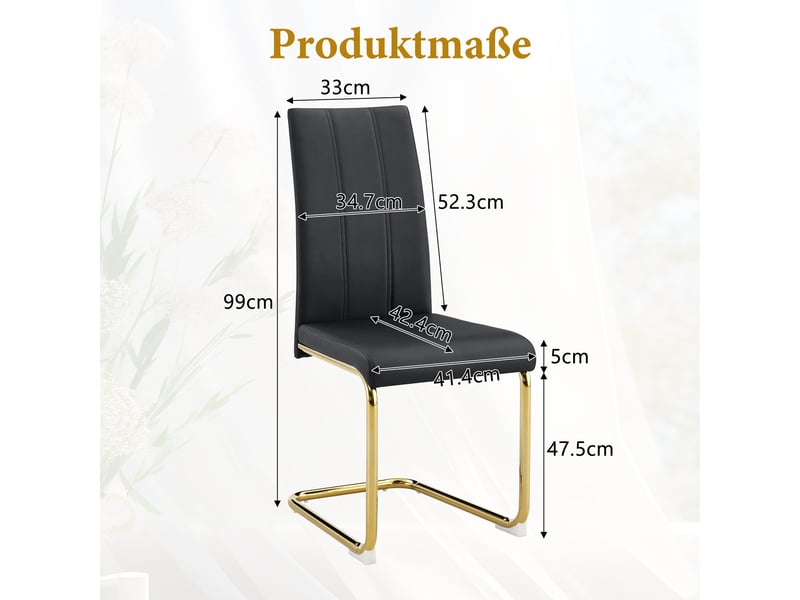  Chaise de salle à manger design moderne revêtement en cuir pu structure en métal assise ergonomique coloris noir  - Conforama C
