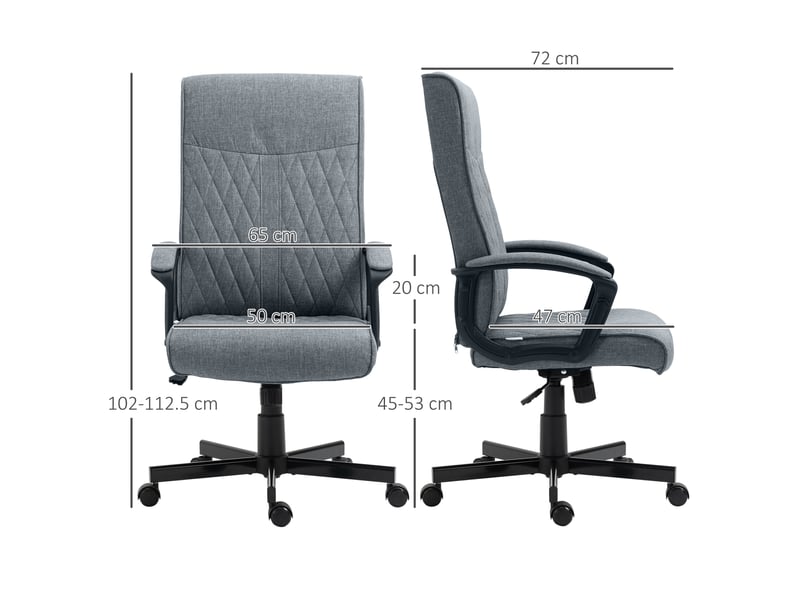  Chaise de bureau pivotante fonction bascule hauteur réglable 65x72x102-112,5 cm gris  - Conforama E