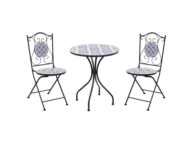  Ensemble bistrot siponto métal blancbleu  - Conforama A
