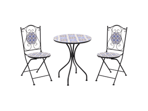 Ensemble bistrot siponto métal blancbleu