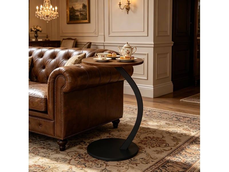  Table d'appoint en c 40x40x65 cm mdf métal noir et vintage  - Conforama D