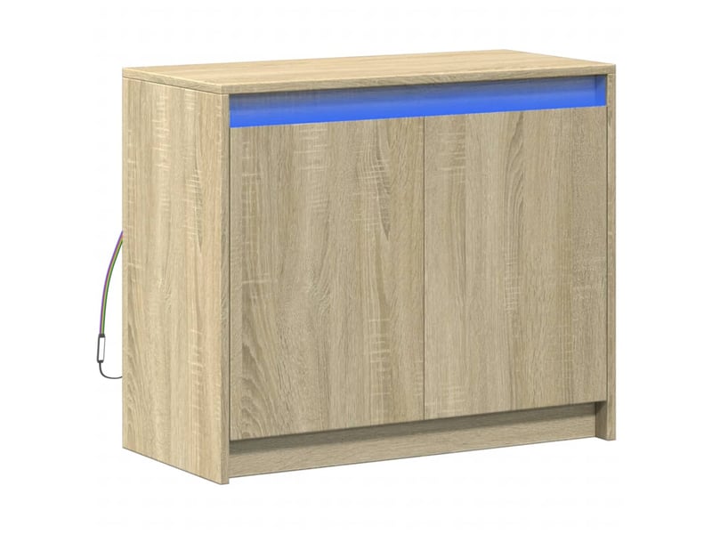  Buffet - bahut - meuble de rangement avec led chêne sonoma 72x34x61 cm bois d'ingénierie  - Conforama C