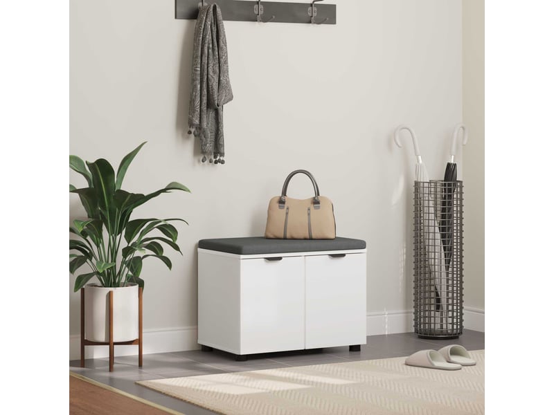  Banc d'entrée blanc 60x38x46 cm bois ingénierie et tissu shl34760  - Conforama B
