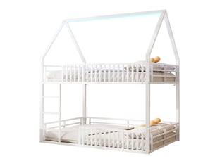 Lit superposé 140x200 cm <strong>MERAX</strong>  <strong>lit enfant blanc</strong> coloris blanc