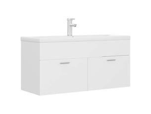 Armoire d'évier avec lavabo intégré, cabinet de salle de bain blanc aggloméré cf65592