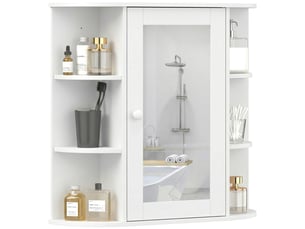 Armoire murale avec miroir salle de bain meuble miroir avec toilettes rangement 1 porte + étagères latérales