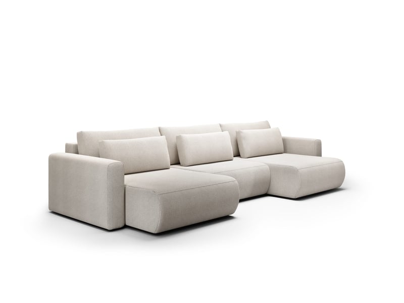 Canapé d'angle convertible 5 places welly u gris clair - Conforama A