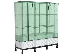 Jardinière - bac à fleurs de jardin avec couverture de serre et roues 3 pcs pp