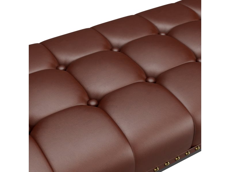  Banc capitonné en similicuir avec structure en métal marron W5289P461021 - Conforama E