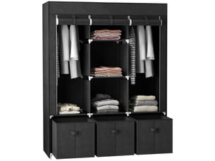 Armoire en tissu non tissé, pliable, avec 3 tiroirs, 125 cm x 43 cm x 162,5 cm, noire