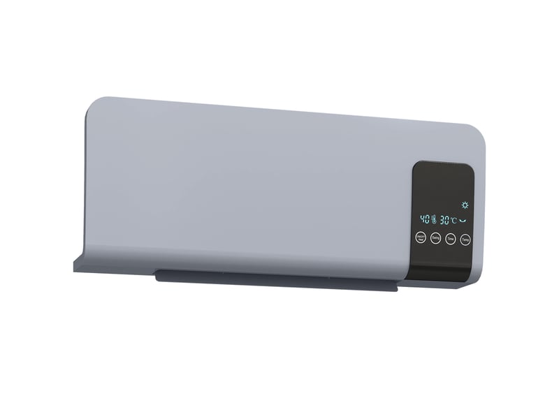  Radiateur électrique mural, 1000 w2000 w, avec affichage led et télécommande, 54,5 x 12 x 21,5 cm, gris  - Conforama A