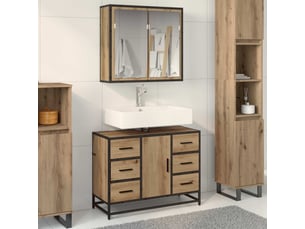 Ensemble de mobilier de salle de bain 2 pc chêne artisanal cf64049