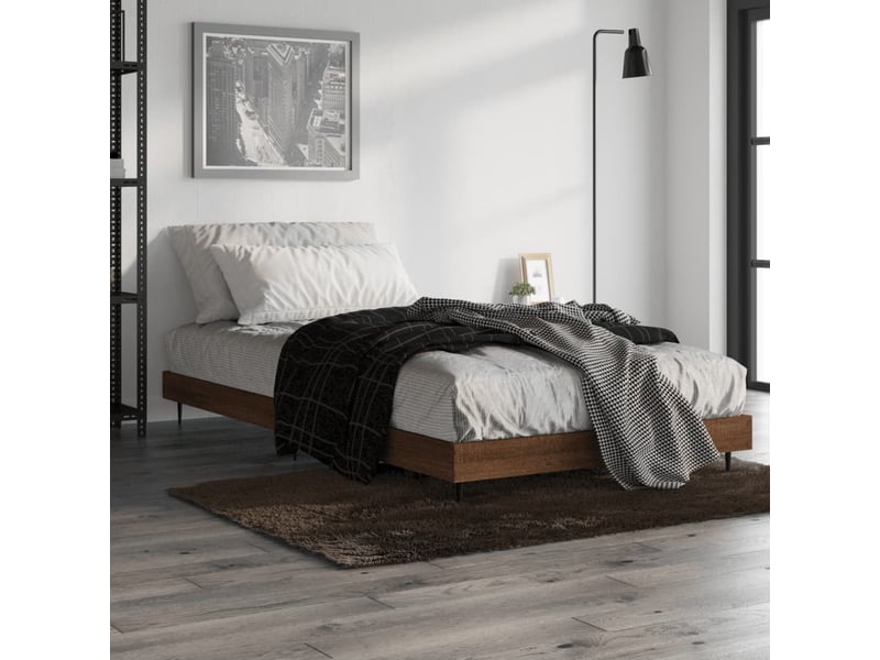  Lit simple- lit adulte -  cadre de lit sans matelas chêne marron 100x200 cm  - Conforama C
