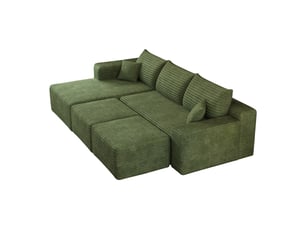 Canapé d'angle panoramique fixe <strong></strong> <strong>Qualité haut de gamme</strong> 5 places Tissu vert