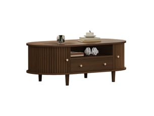 Table basse ovale coloris bois foncé - 50 cmx100 cm