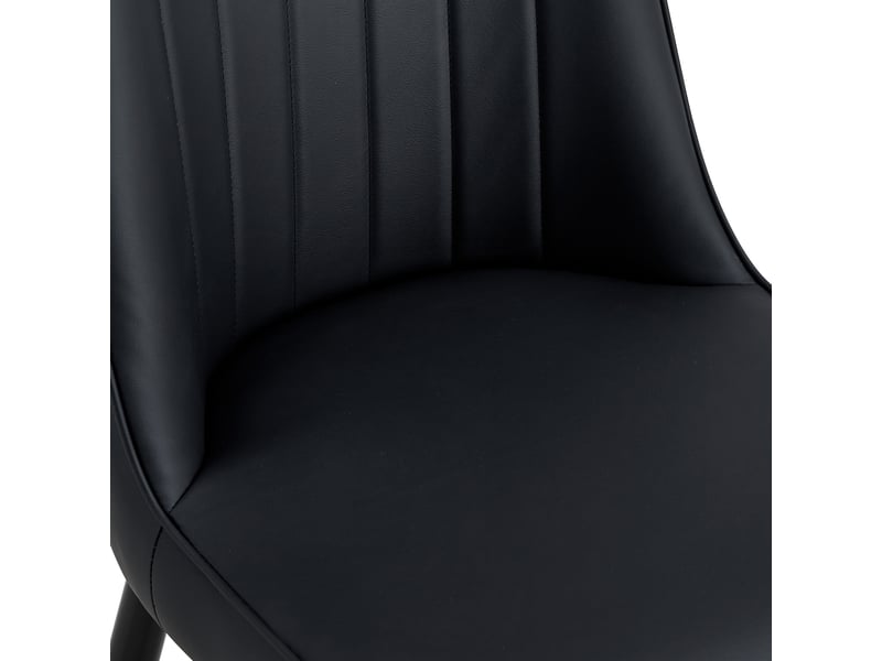  Lot de 2 chaises modernes noires simili cuir, dossier ergonomique, pieds métal – cuisine, salle à manger, chambre  - Conforama E