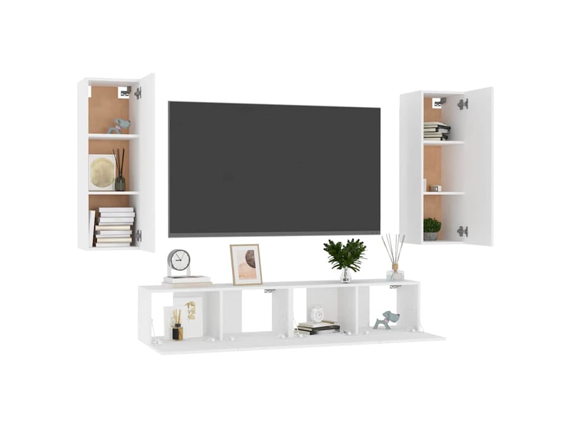  Ensemble de meubles tv 4 pcs blanc bois d'ingénierie shl93521  - Conforama C