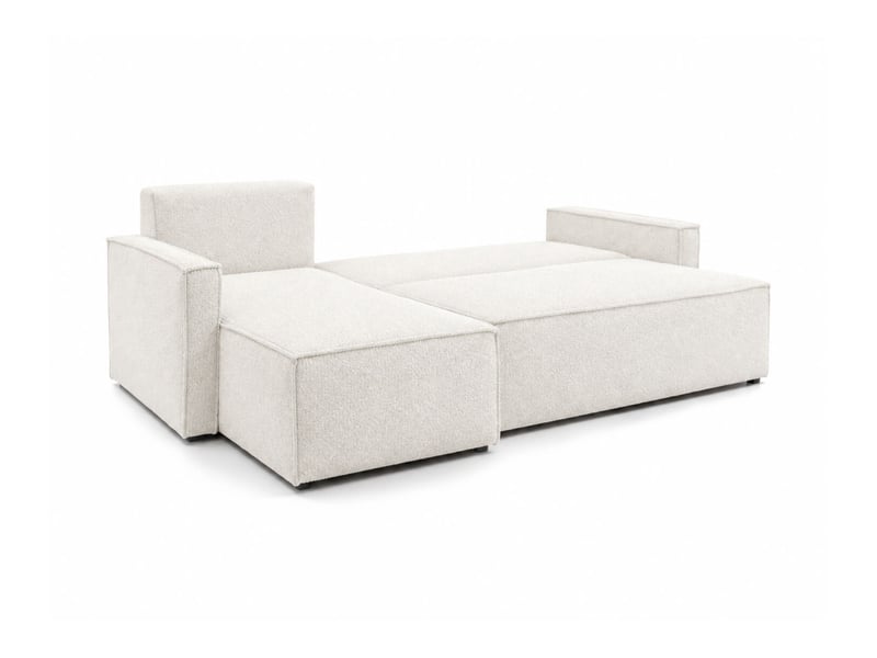  Farah - canapé d'angle reversible convertible 4 places accoudoirs slim en tissu bouclettes généreuses  - Conforama C
