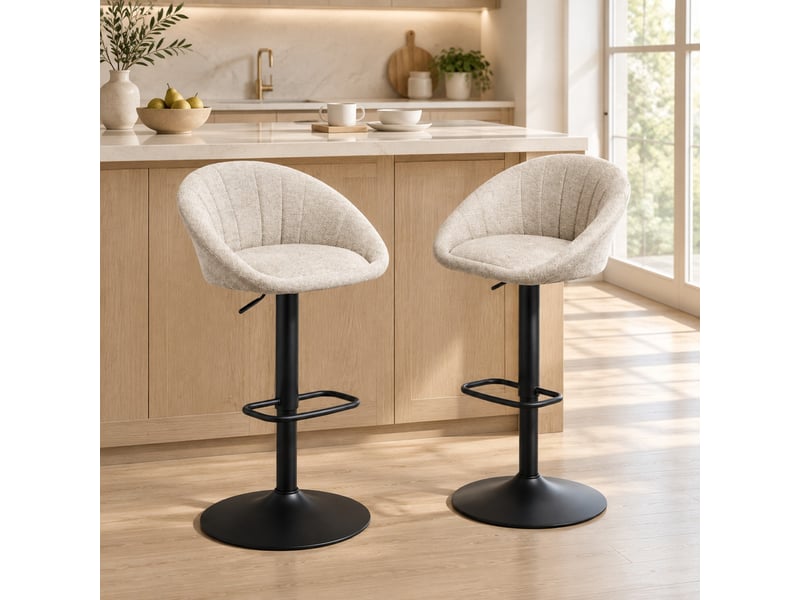  Lot de 2 tabourets de bar,réglables et pivotants,tissu,beige  - Conforama D