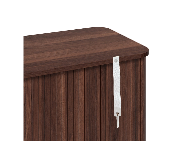  Buffet 3 tiroirs en rotin et portes coulissantes avec étagères réglables 141×40×77 cm noyer  - Conforama D