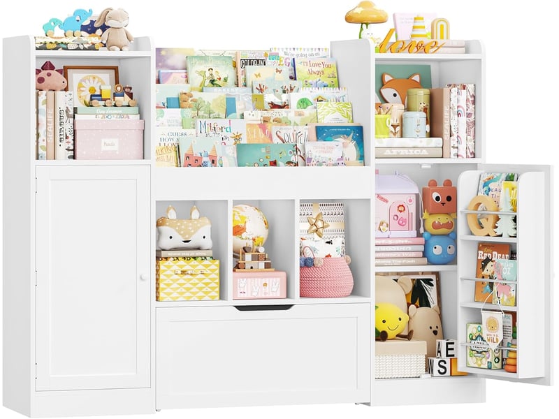  Meuble rangement enfant bibliothèque enfant 140x30x108.2cm, blanc  - Conforama A