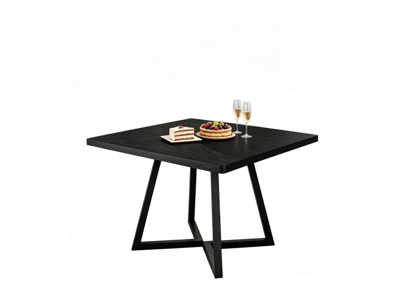  Table à manger carrée 80x80x75 cm en mdf et métal noir style industriel  - Conforama A