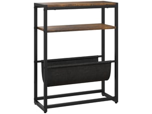Table d'appoint bout de canapé avec étagère et porte-revues structure en acier 43l x 18p x 56h cm - design industriel