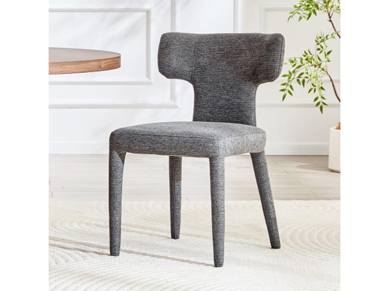  2 chaises modernes pour salle à manger - dossier en t, assise rembourrée en tissu, cadre métal à 4 pieds - salon-cuisine  - Conforama B