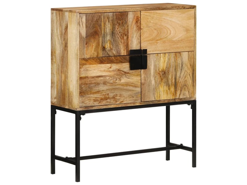  Buffet, meuble de rangement salon 80x30x95 cm bois de manguier brut massif  - Conforama B