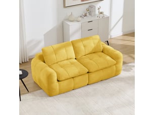 Canapé 2 places - 194 x 97 x 68 cm - canapé modulable en chenille avec assise profonde et coussins - jaune
