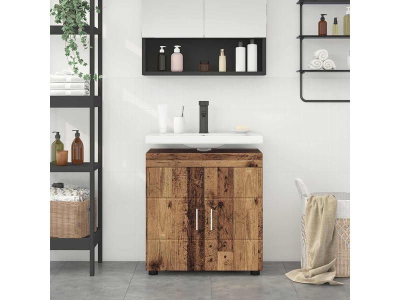  Ensemble d'armoire de salle de bain tulum bois ancien cf62972  - Conforama B