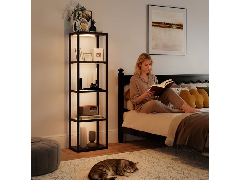  Lampadaire led rgb 45x29x157 cm à 4 niveaux bois noir  - Conforama C