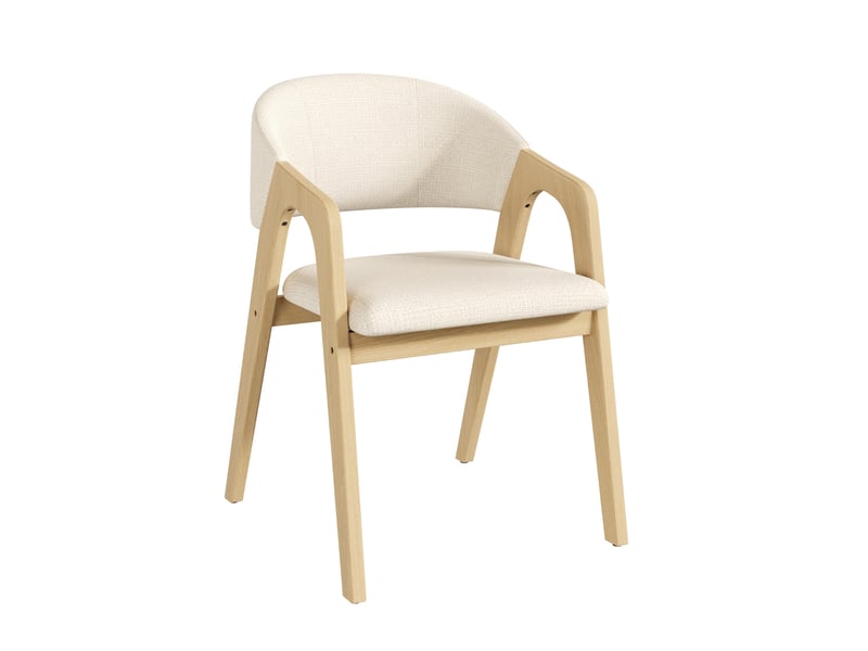  Lot de 4 chaises de salle à manger avec accoudoirs 55,5x60x83 cm beige  - Conforama E