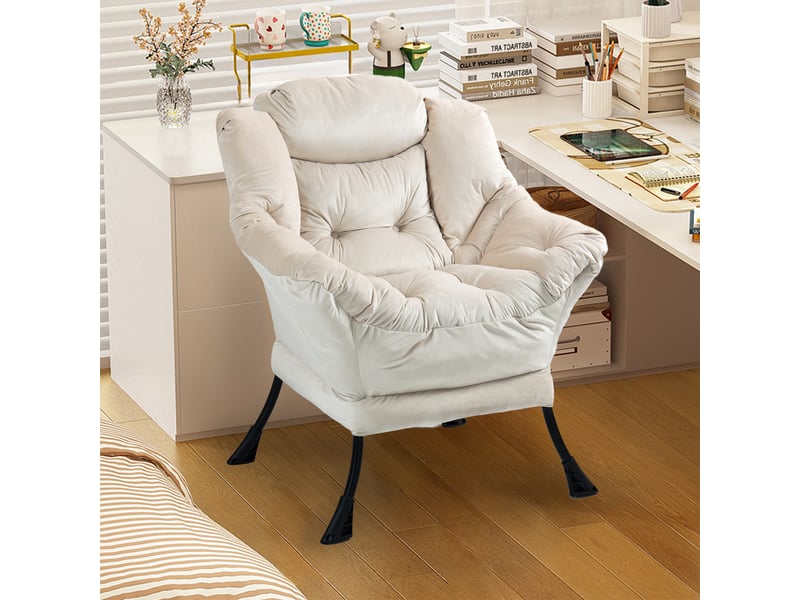  Fauteuil relax avec support de nuque et mousse haute densité, métal kaki  - Conforama B