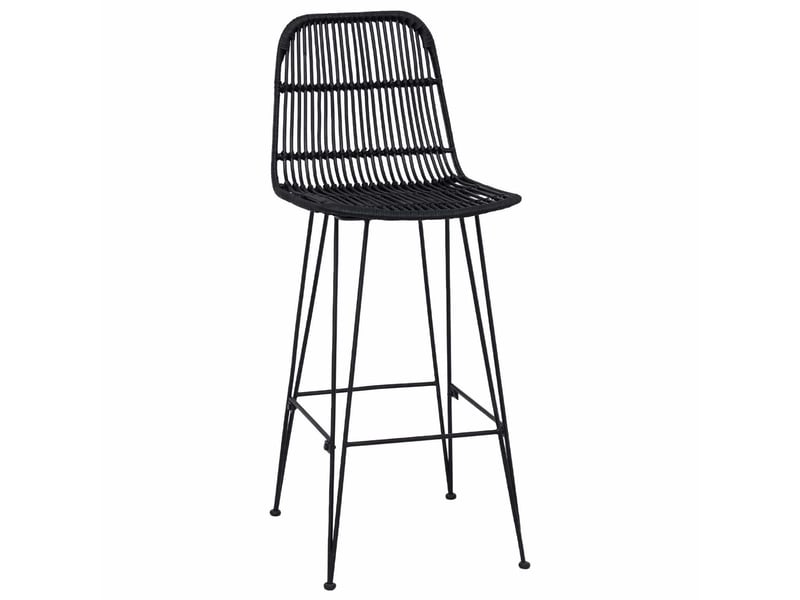  Lot de 2 tabouret de bar, chaise de bar noir 44x55x109 cm rattan et acier  - Conforama D